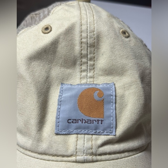 Vintage Carhartt USA Duck Canvas Light Brown Patch Logo Mesh Back Hat - Picture 5 of 8